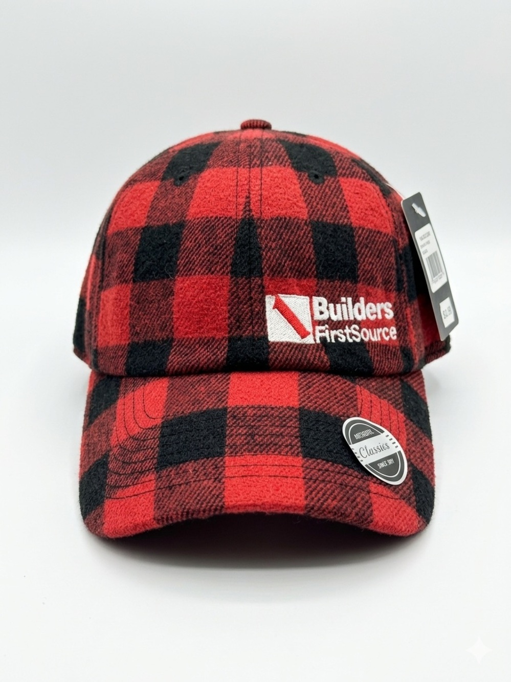 KBETHOS Classics Red Black Buffalo Plaid Dad Hat Builders FirstSource Cap NWT